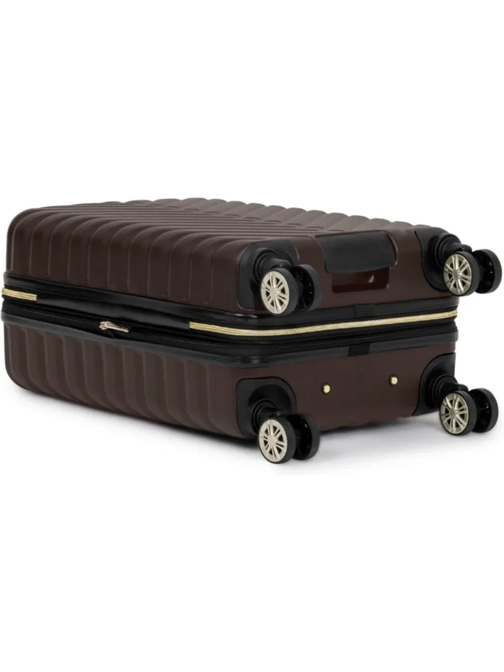 Lightweight Expandable Hardside Spinner Luggage, Chevron Design, 20-Inch, Brown